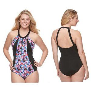 Women's A Shore Fit Hip Minimizer High-Neck One-Piece Swimsuit - Size 12 - NWOT